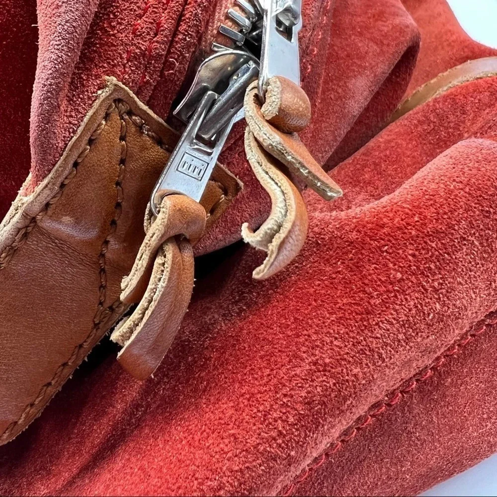 3.1 PHILLIP LIM red suede and brown leather hobo bag